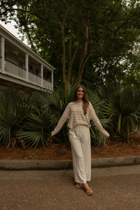 Piper Cardigan (beige stripe) - GEORGE-MARY'S