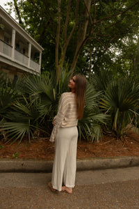 Piper Cardigan (beige stripe) - GEORGE-MARY'S