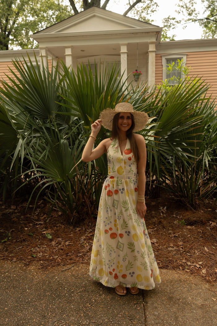 Florie Patterned Halter Dress - GEORGE-MARY'S
