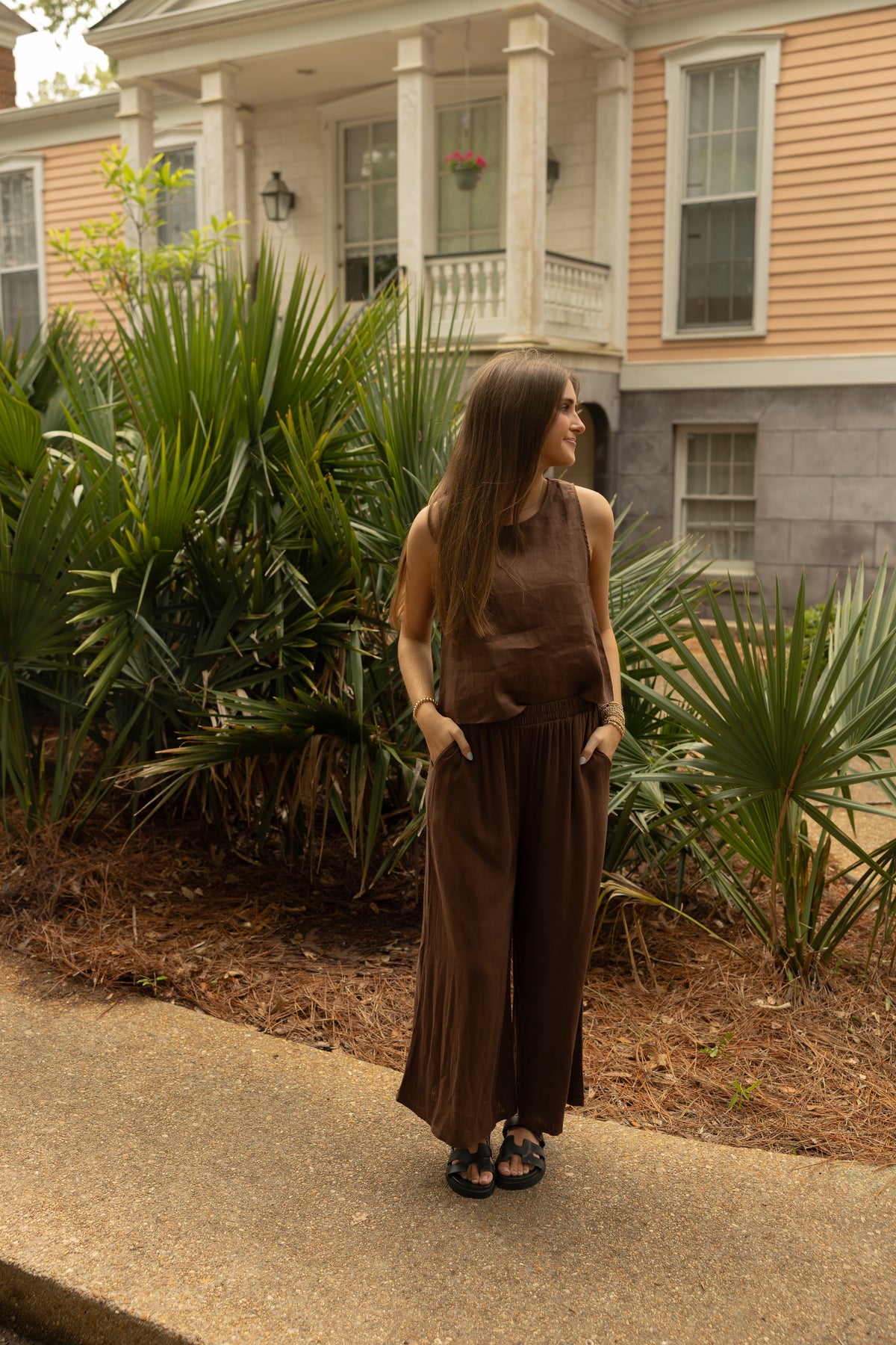 Driftwood Linen Pants (brown) - GEORGE-MARY'S