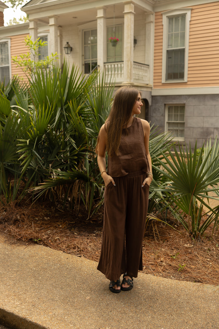 Driftwood Linen Pants (brown) - GEORGE-MARY'S