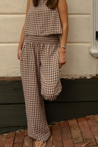 Gingham Smocked Pants