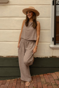 Gingham Smocked Pants