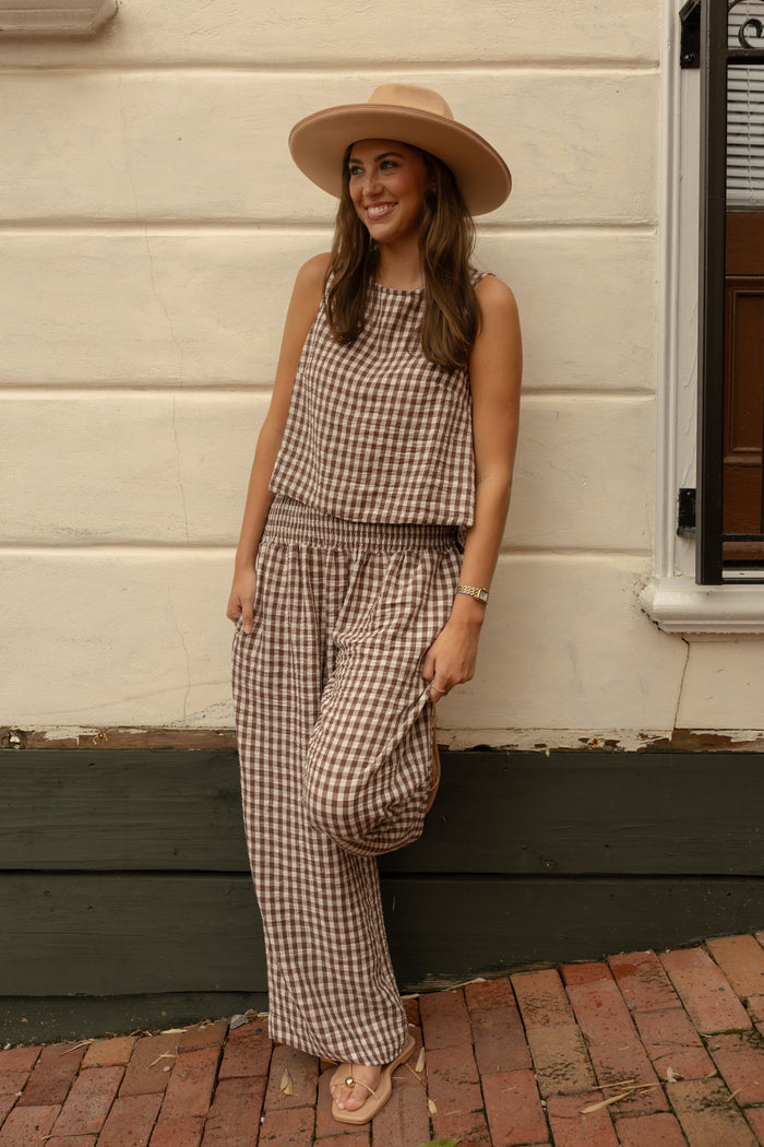 Gingham Smocked Pants