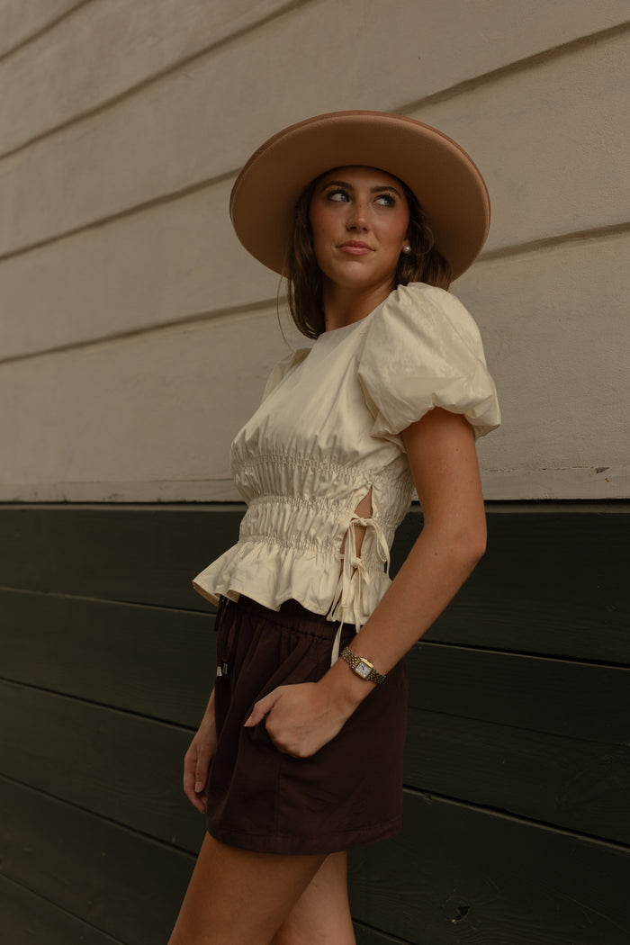 Lola Smocked Puff Sleeve Top (ivory)