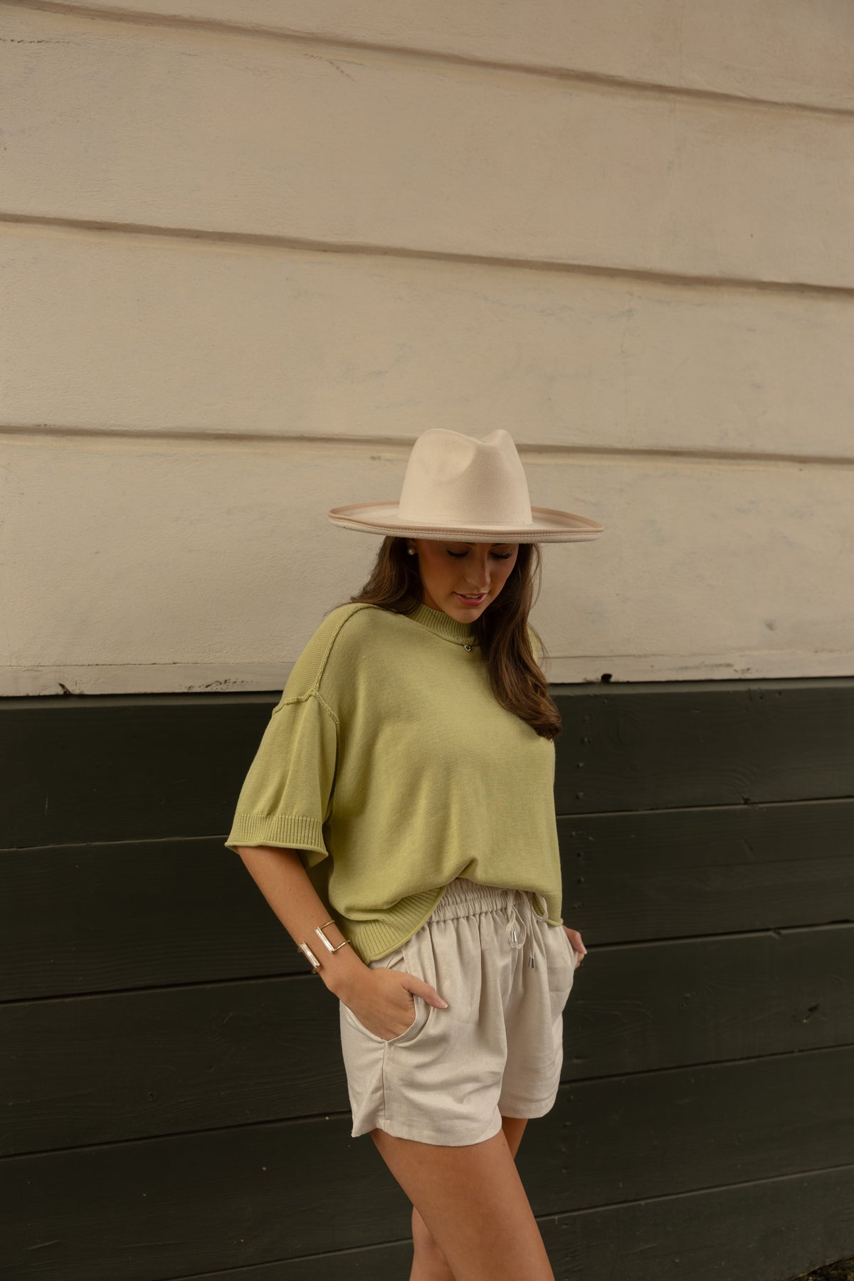Boxy Summer Knit Top (olive) - GEORGE-MARY'S