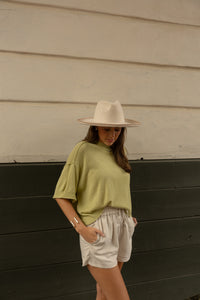 Boxy Summer Knit Top (olive) - GEORGE-MARY'S