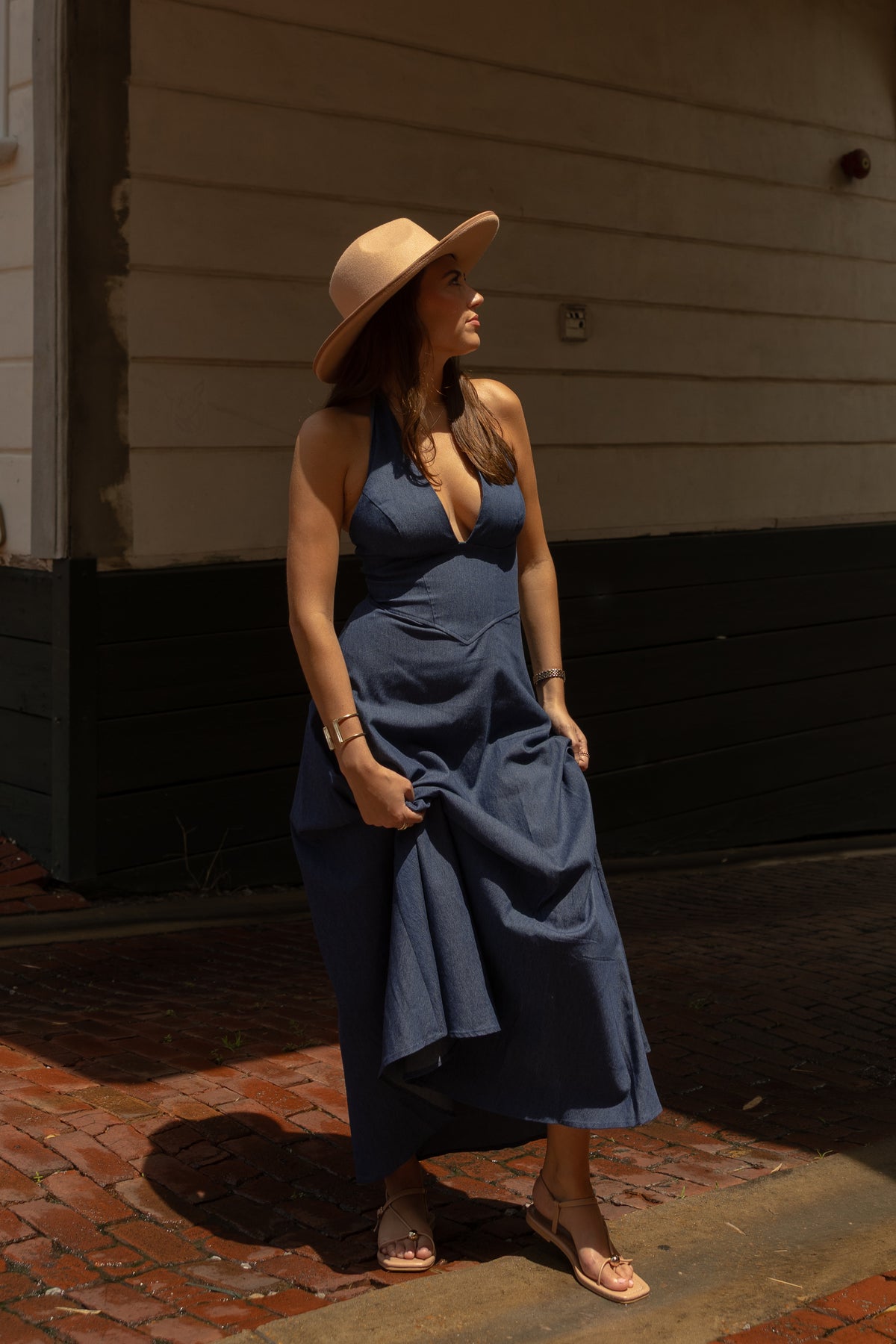 Millie Denim Halter Dress