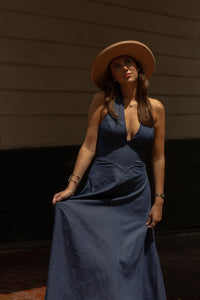 Millie Denim Halter Dress
