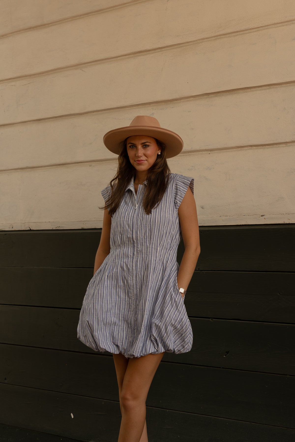 Striped Bubble Mini Dress