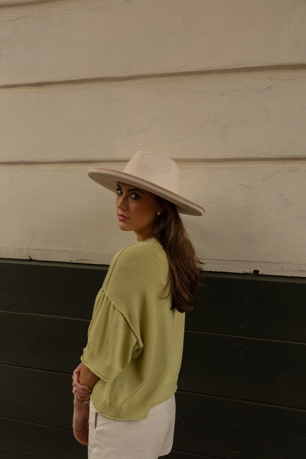 Boxy Summer Knit Top (olive) - GEORGE-MARY'S