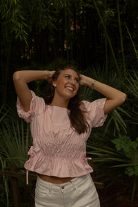 Lola Smocked Puff Sleeve Top (pink)
