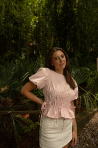 Lola Smocked Puff Sleeve Top (pink)