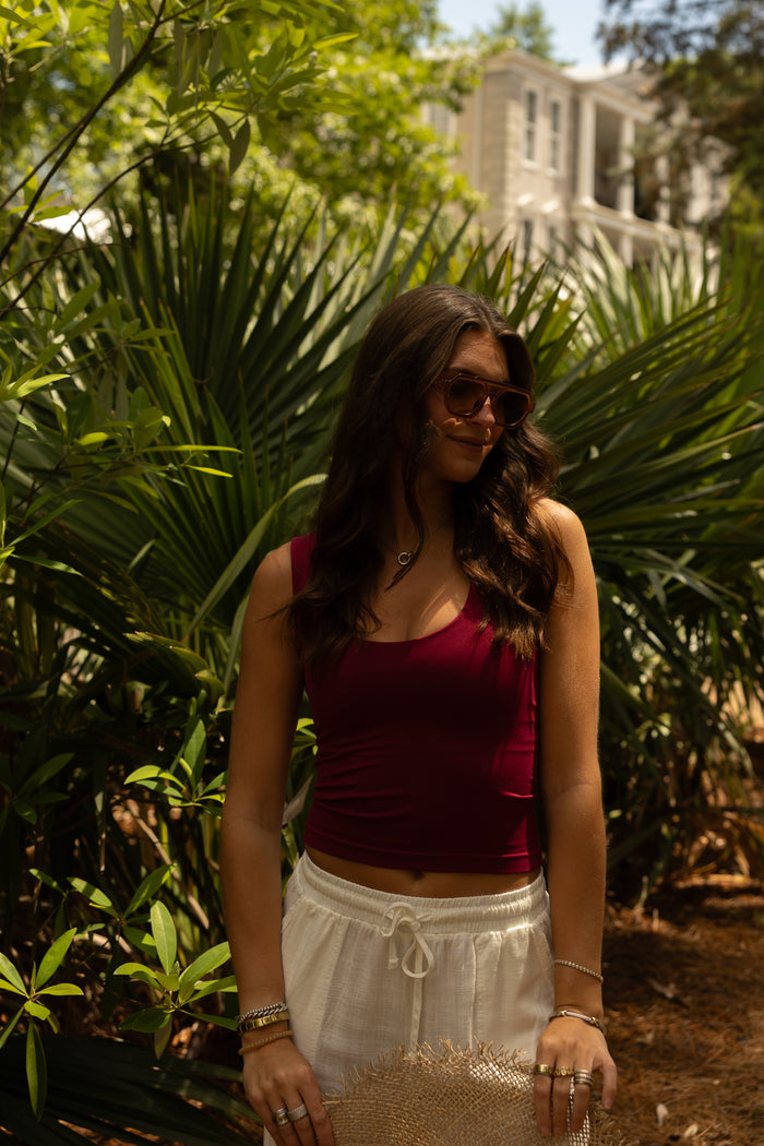 Seamless U-Neck Tank (cabernet) - GEORGE-MARY'S