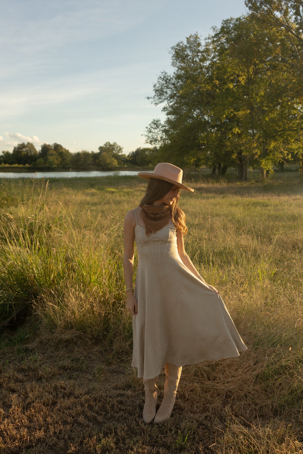 Skye Suede Dress (oatmeal) - GEORGE-MARY'S
