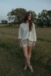 Champagne Satin Lace Shorts - GEORGE-MARY'S