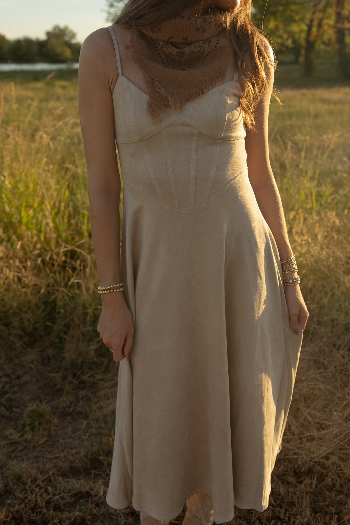 Skye Suede Dress (oatmeal) - GEORGE-MARY'S