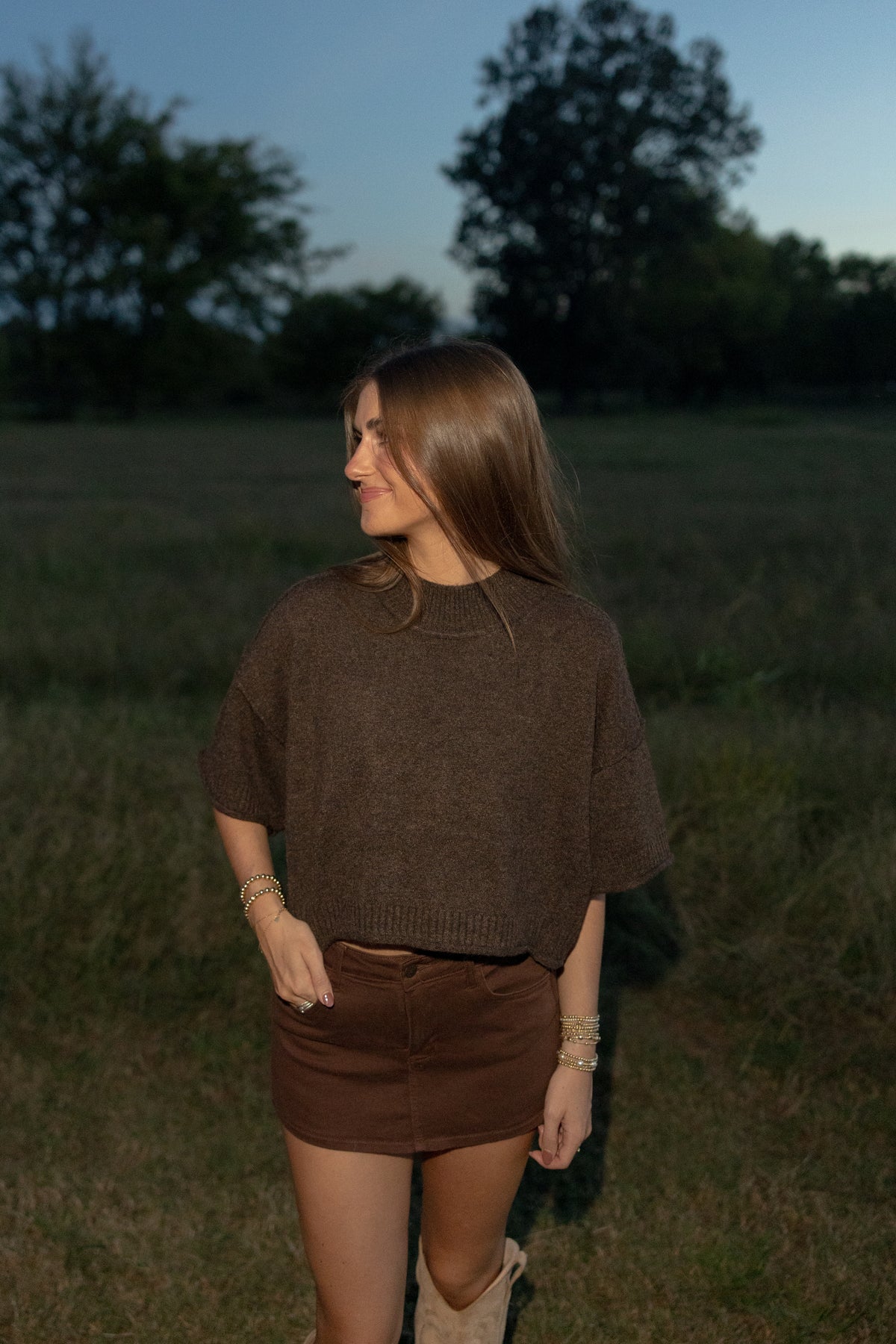 Rodeo Denim Skort (chocolate) - GEORGE-MARY'S