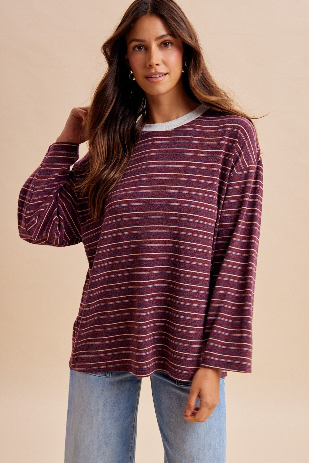 Burgundy Stripe Top
