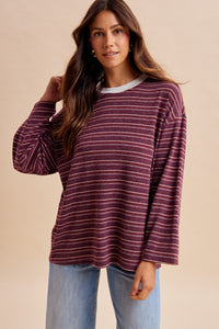 Burgundy Stripe Top