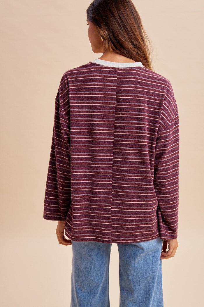 Burgundy Stripe Top - GEORGE-MARY'S