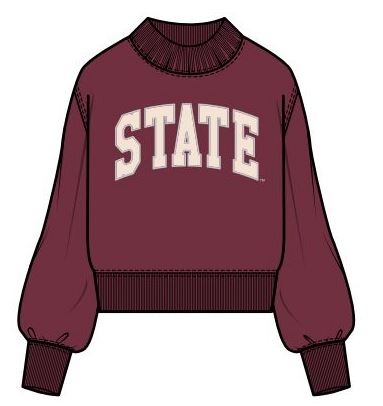 MSU Collegiate Cropped State Sweatshirt (maroon)