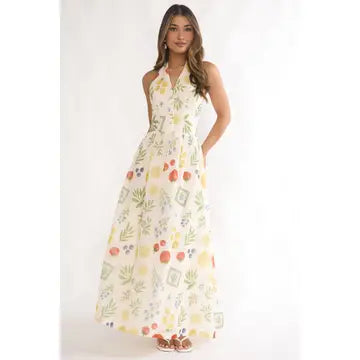 Florie Patterned Halter Dress - GEORGE-MARY'S