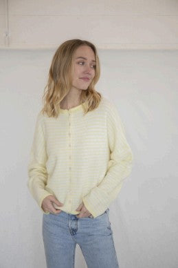 The Piper Cardigan (yellow mini stripe) - GEORGE-MARY'S