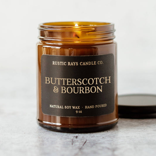 Butterscotch & Bourbon - Fall Candle - Amber Jar - 9 oz