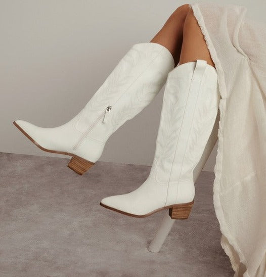White Western Boot