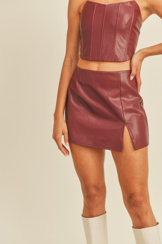 BEST SELLER Maroon Pleather Skirt