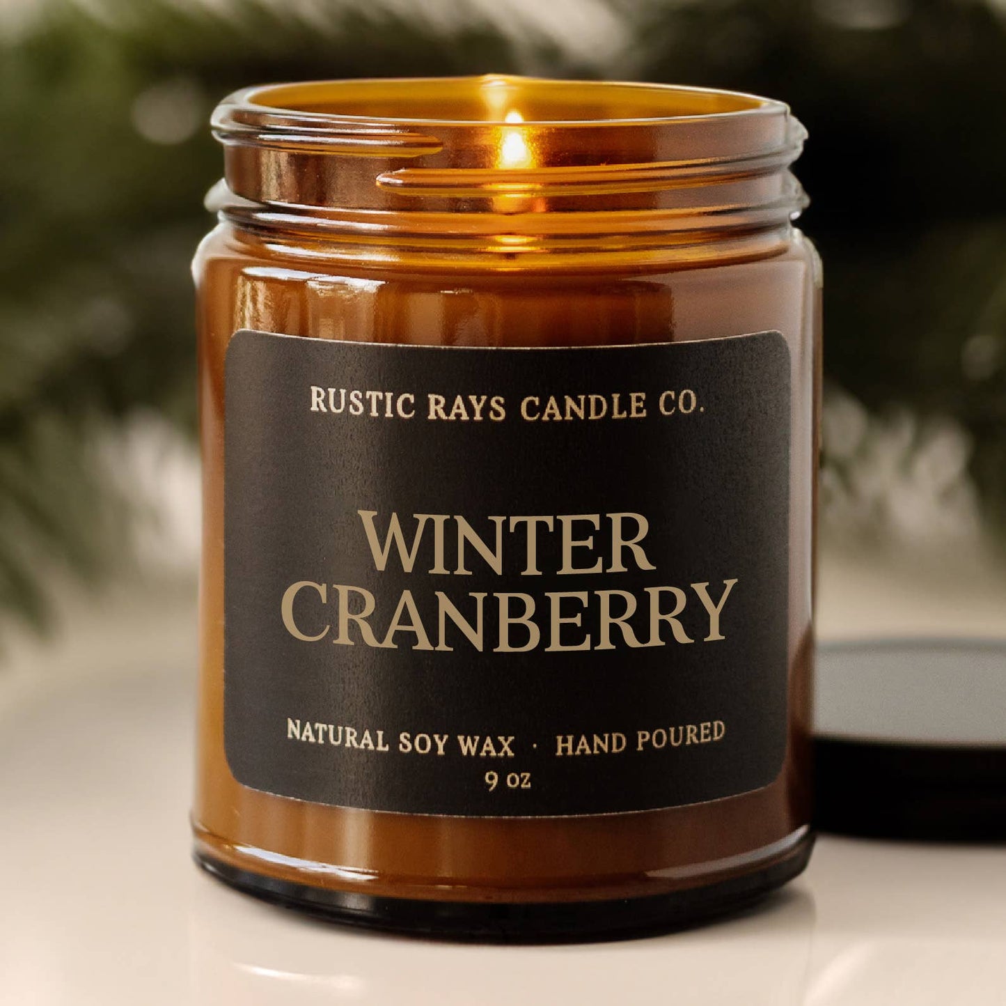 Winter Cranberry Soy Candle - Winter Candle - Amber Jar -9oz