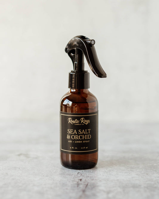 Sea Salt & Orchid Room Linen Spray - Amber Bottle - 4 oz