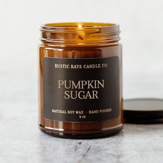 Pumpkin Sugar Soy Candle - Fall Candle - Amber Jar - 9 oz