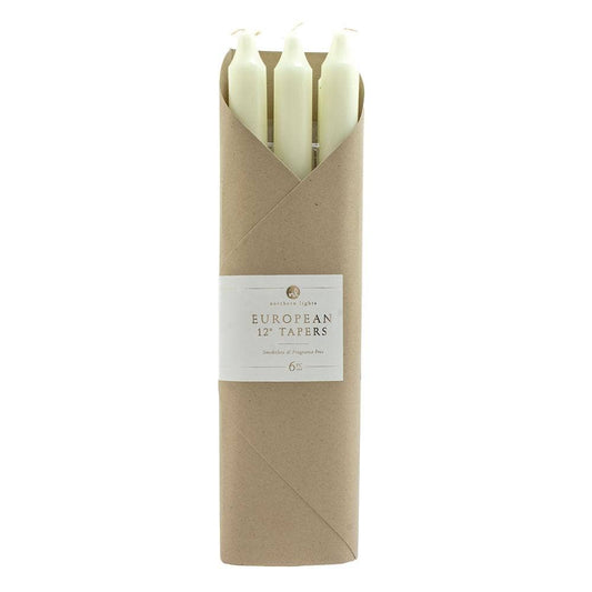 12" European Taper Candle Set (ivory)